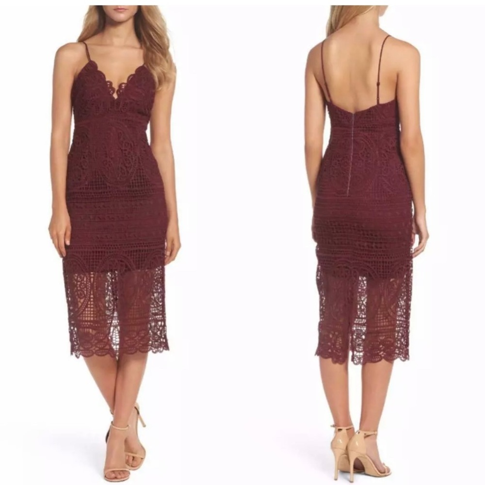 NWT Bardot Burgundy Midi Lace Dress